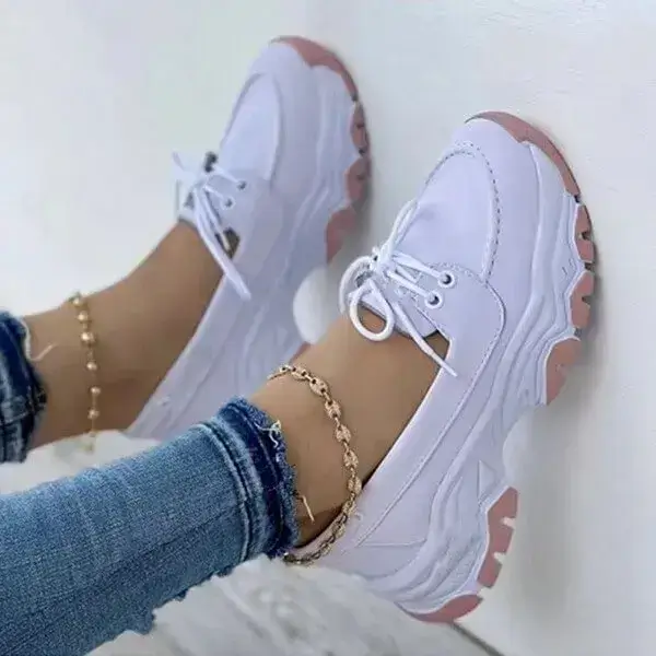 Womens Platform Sneakers | Water-Repellent Low-Top Casual Shoes in Black, Red, White, Sky Blue