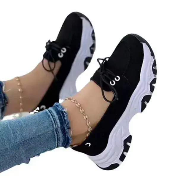 Womens Platform Sneakers | Water-Repellent Low-Top Casual Shoes in Black, Red, White, Sky Blue