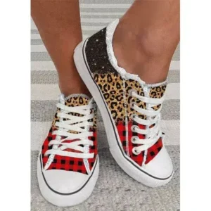 Dalsonshoes Women Casual 3D Printing Color Leopard Canvas Shoes