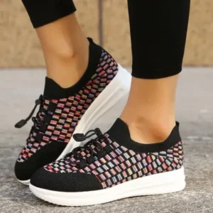 Dalsonshoes Women Fashion Fly Knit Breathable Fashion Sneakers