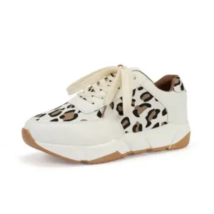 Dalsonshoes Women Fashion Autumn And Winter Leopard Leather Stitching Sneakers