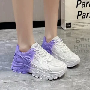 Dalsonshoes Women Fashion Platform Gradient Lace-Up Sneakers