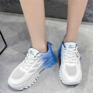 Dalsonshoes Women Fashion Round Toe Breathable Mesh Gradient Sneakers