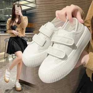 Dalsonshoes Women Fashion Round Toe Thick Sole Velcro Pu Sneakers