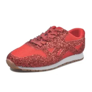 Dalsonshoes Women Fashion Round Toe Platform Sequins Rhinestone Platform Sneakers