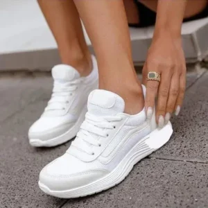 Dalsonshoes Women Casual Breathable Mesh Upper Flat Solid Color Sneakers