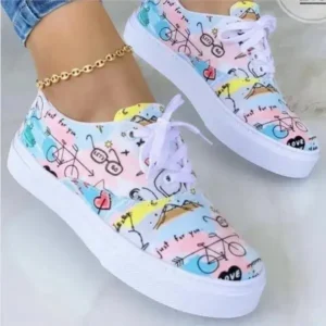 Dalsonshoes Graffiti Print Platform Canvas Shoes