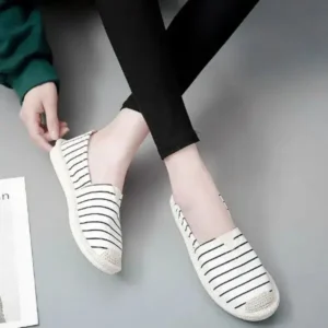 Dalsonshoes Fashion Stripe Pattern Design Women Round-Toe Casual Espadrilles Shoes