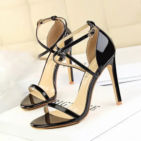 Dalsonshoes Women Fashion Sexy Hollow Cross Stiletto Heel Sandals
