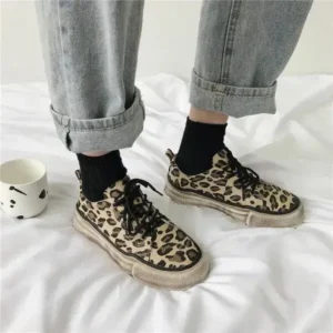 Dalsonshoes Women Fashion Leopard Printing Flat Sneakers