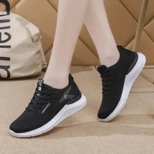 Dalsonshoes Women Sports Casual Lace Up Design Mesh Breathable Wedge Sneakers