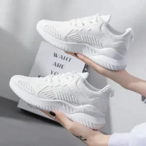 Dalsonshoes Women Fashion Sports Lace Up Design Mesh Breathable Platform Sneakers