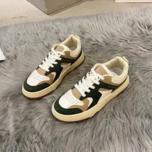 Dalsonshoes Women Fashion Lace Up Design Color Blocking Sneakers