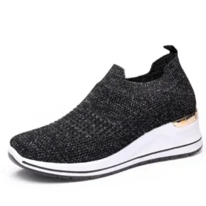 Dalsonshoes Women Casual Mesh Knit Design Breathable Comfort Wedge Platform Sneakers