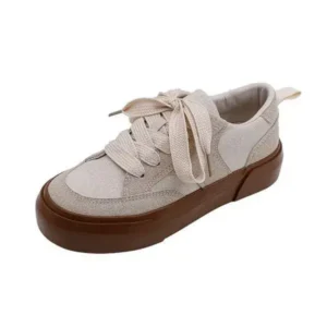 Dalsonshoes Women Casual Round Toe Lace Up Design Platform Sneakers