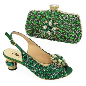 Dalsonshoes Fashion Rhinestone Design Party Women High Heel Peep Toe Sandals And Clutch Evening Bag Set