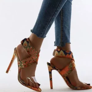 Dalsonshoes Women Fashion Plus Size Floral Point Toe High Heel Sandals