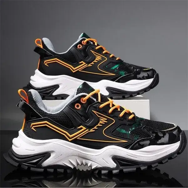 Dalsonshoes Men Spring Autumn Fashion Casual Colorblock Mesh Cloth Breathable Rubber Platform Shoes Sneakers