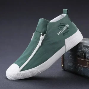 Dalsonshoes Men'S Casual Embroidery Zipper High Top Canvas Shoes