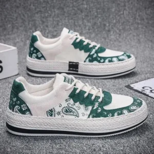 Dalsonshoes Men Fashion Cashew Flower Printed Canvas Sneakers