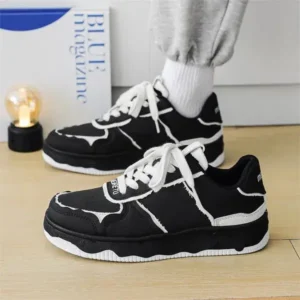 Dalsonshoes Men'S Fashion Black White Breathable Canvas Sneakers