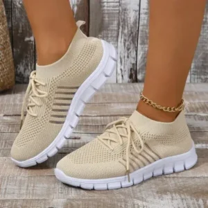 Dalsonshoes Women Casual Plus Size Solid Color Mesh Breathable Flat Sneakers