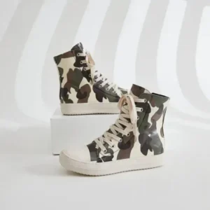 Dalsonshoes Women Fashion Casual Plus Size Camouflage Thick-Soled High Top Shoes