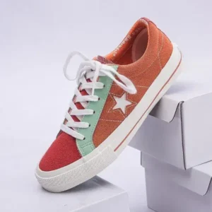 Dalsonshoes Women Fashion Stitching Canvas Star Round Toe Sneakers