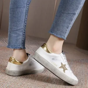 Dalsonshoes Women Fashion Casual Plus Size Star Round Toe Sneakers