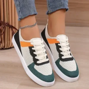 Dalsonshoes Women Fashion Casual Color Blocking Mesh Fly-Woven Breathable Sneakers