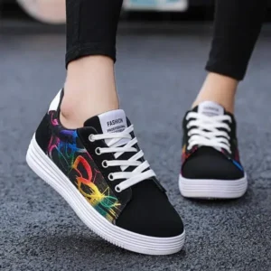 Dalsonshoes Men Fashion Graffiti Pattern Lightweight Canvas Sneakers