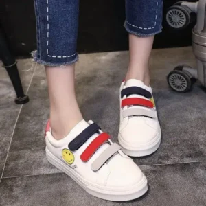 Dalsonshoes Women Fashion Casual Velcro Smiley Face Round Thick-Soled Sneakers