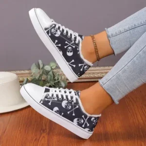 Dalsonshoes Women Casual Fashion 3D Print Denim Canvas Sneakers