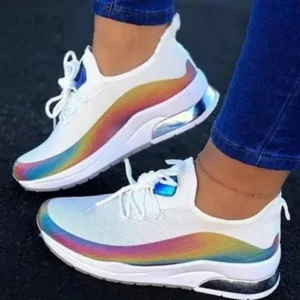 Dalsonshoes Women Fashion Casual Rainbow Color Blocking Sneakers