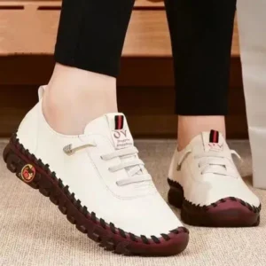 Dalsonshoes Women Fashion Retro Solid Color PU Breathable Hollow Stitching Sneakers