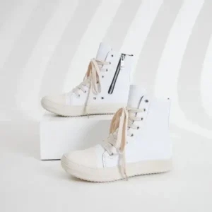 Dalsonshoes Women Fashionable Hip Hop White High Top Sneakers