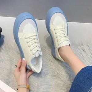 Dalsonshoes Women Fashion Round Toe Lace-Up Sneakers