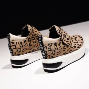 Dalsonshoes Women Fashion Wedge Leopard Leopard Sneakers