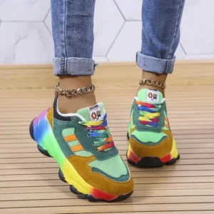 Dalsonshoes Women Fashion Platform Color Block Platform Sneakers