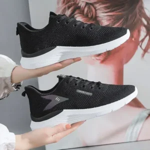 Dalsonshoes Women Fashion Flyknit Mesh Lace-Up Sneakers