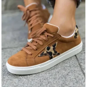 Dalsonshoes Women Fashion Round Toe Lace-Up Canvas Sneakers