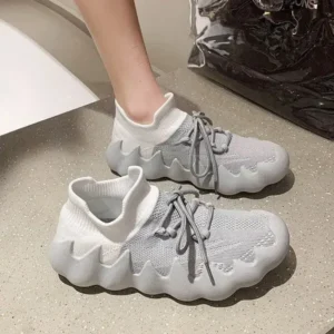 Dalsonshoes Women Fashion Round ToeWomen Fashion Round Toe Octopus Fly Woven Sneakers Shallow Cut Print Lace Up Flat Sneakers